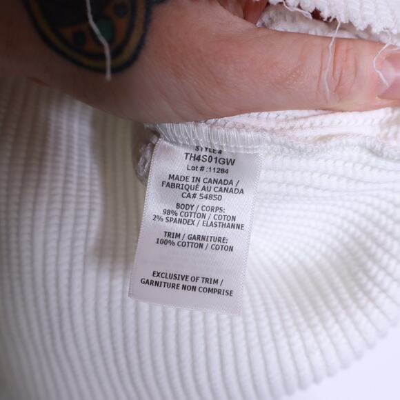 THE RANGE Boyfriend Henley Top White Waffle Knit Long Sleeves Casual Women's S - Picture 13 of 14